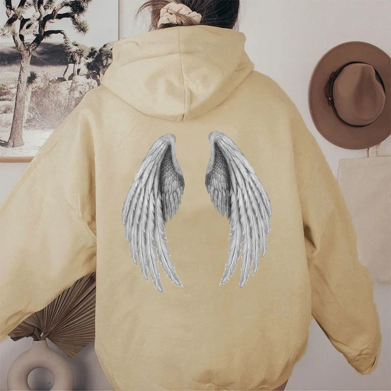 Women Wings Print Hoodies Harajuku Oversized Long Sleeve Hooded Jacket Female2024 Autumn Hip Hop Punk Sweatshirt Top