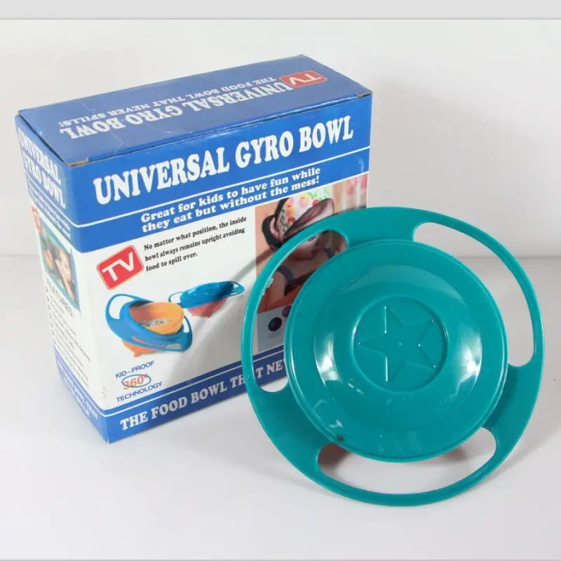 Baby Feeding Gyro Bowl Infant Toddler Kids Plate Universal Spill-Proof Bowl 360 Degrees Rotation Gyro Baby Dishes Box Package