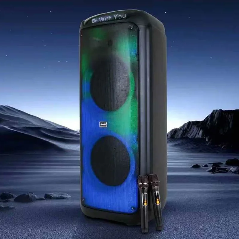 

Dual 12 Inch Karaoke Bt Speaker Dj Party Usb Portable Woofer Speaker With Microphones Rgb Light High Power 150w Speaker Bts-2125