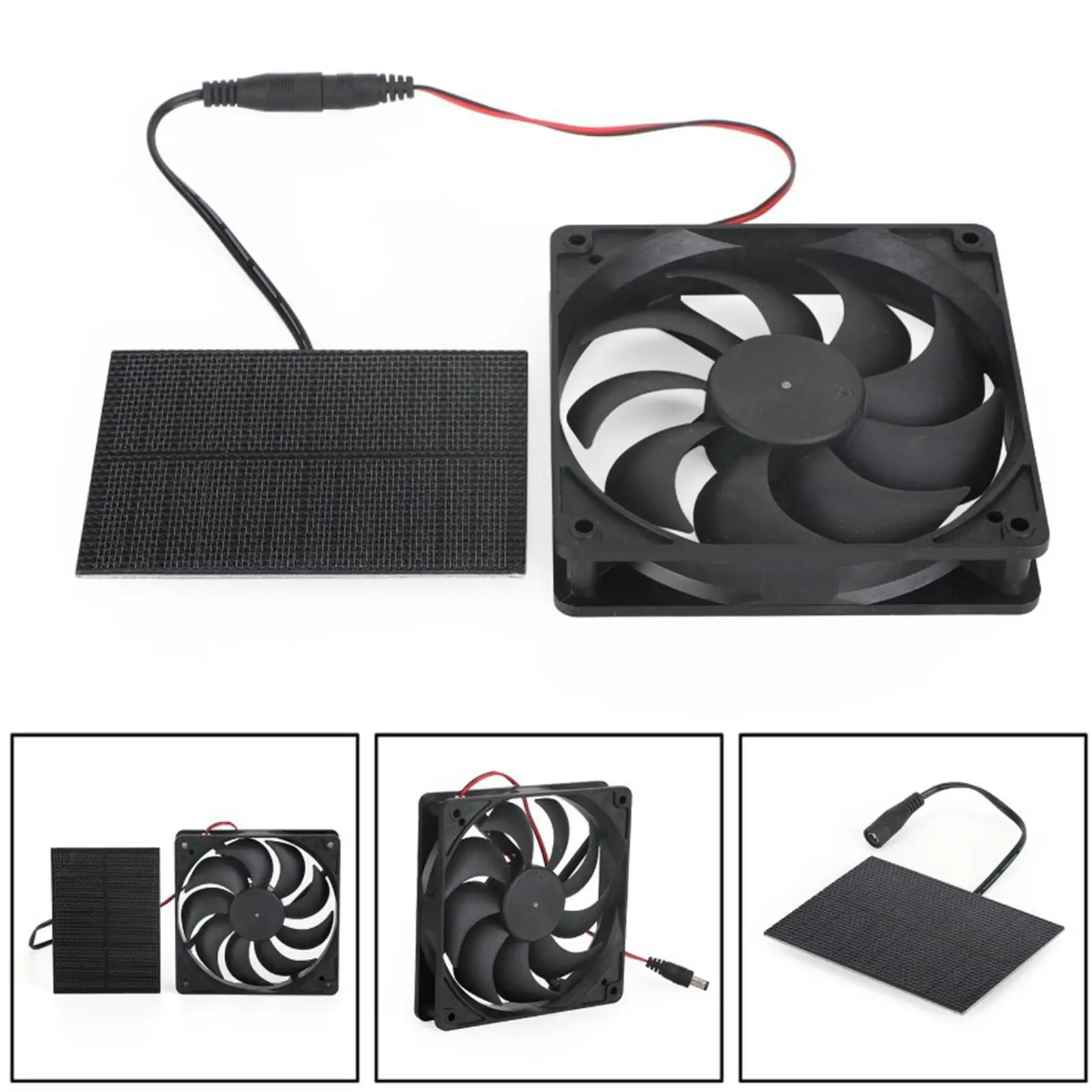 Solar Fan 3W Solar Panel Powered Fan Mini Ventilator for Dog Chicken House Greenhouse RV Roof, Outdoor Waterproof