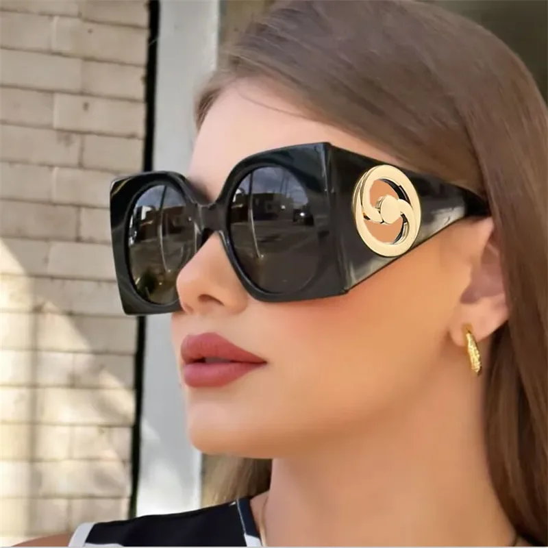 Black Oversized Square Sun Glasses Women 2024 Luxury Brand Designer Large Frame Retro Sunglasses Female Men Shades UV400 Oculos