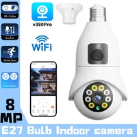 V380 Pro New Bulb E27 dual lens IP Camera Outdoor Security Protection WiFi 8MP Waterproof Full Color Night Vision Two Way Audio