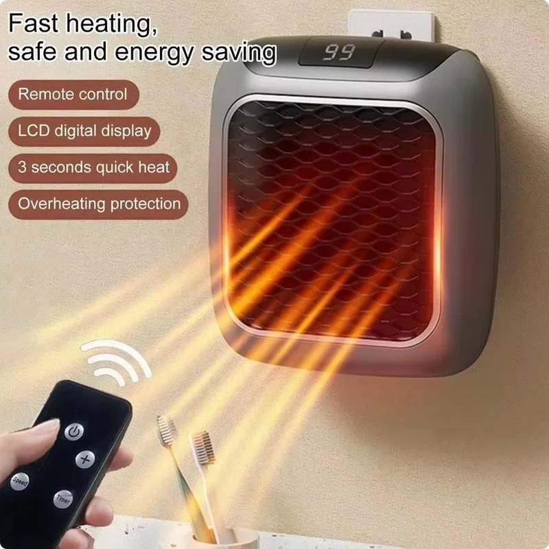 Quick HeatinElectric Heater Home Appliance Heating Furnace Portable Heater Plug-in Room Heater Mini Radiator Remote Heating 500W