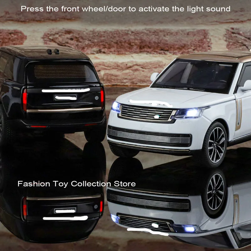 Modèle de voiture en alliage Range Rover Sv2022, haute simulation, moulé sous pression, jouet avec son et lumière, véhicules arrière nervurés, jouets de décoration, 1: 32