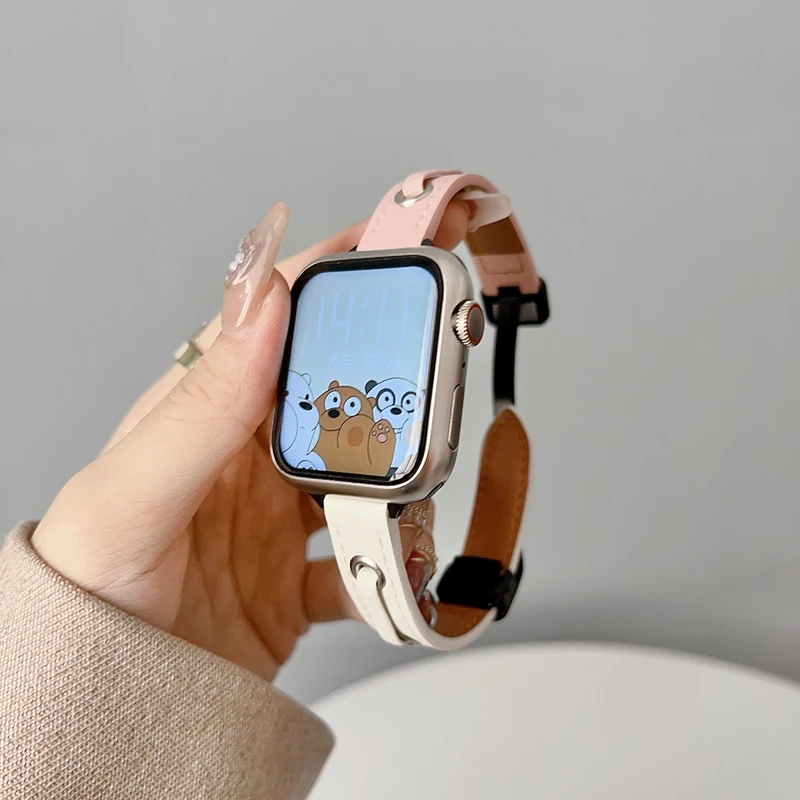 حزام المغناطيسي ل سوار ساعة يد آبل ، الرجعية الجلود سوار ، iWatch سلسلة 9 8 SE 4 3 الترا 2 ، 44 مللي متر ، 41 مللي متر ، 49 مللي متر ، 45 مللي متر ، 38 مللي متر ، 42 مللي متر