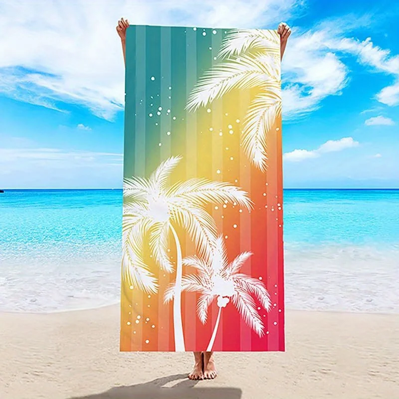 

Beach Towel Tropical Palm Tree Pattern Sun Protection Windproof Suitable for Swimming Pool Camping Travel Blanket