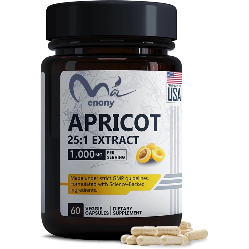 Apricot Extract 25:1, 500mg Per Pill, 1000mg Per Pill, Immune Support Herbal Supplement (60 Capsules)