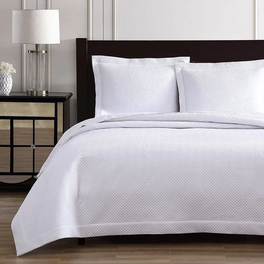 

Diamond Quilted Coverlet Set, 100 Certified Egyptian Cotton, Petite Diamond Quilted, King, White