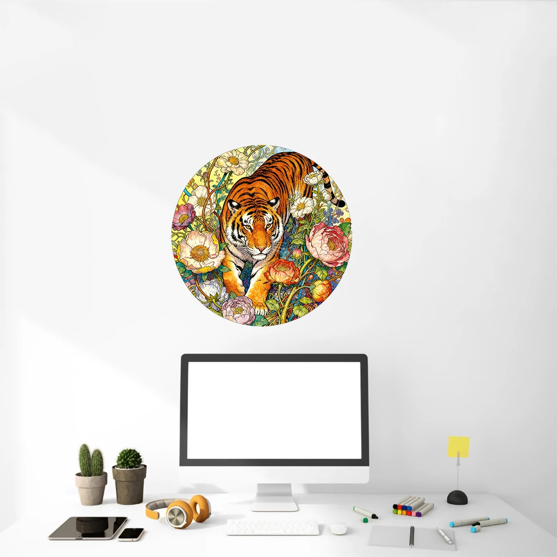 Three Ratels CFN171 Forest Tiger Among the Flowers wall stickers for home decoration personalized car decals