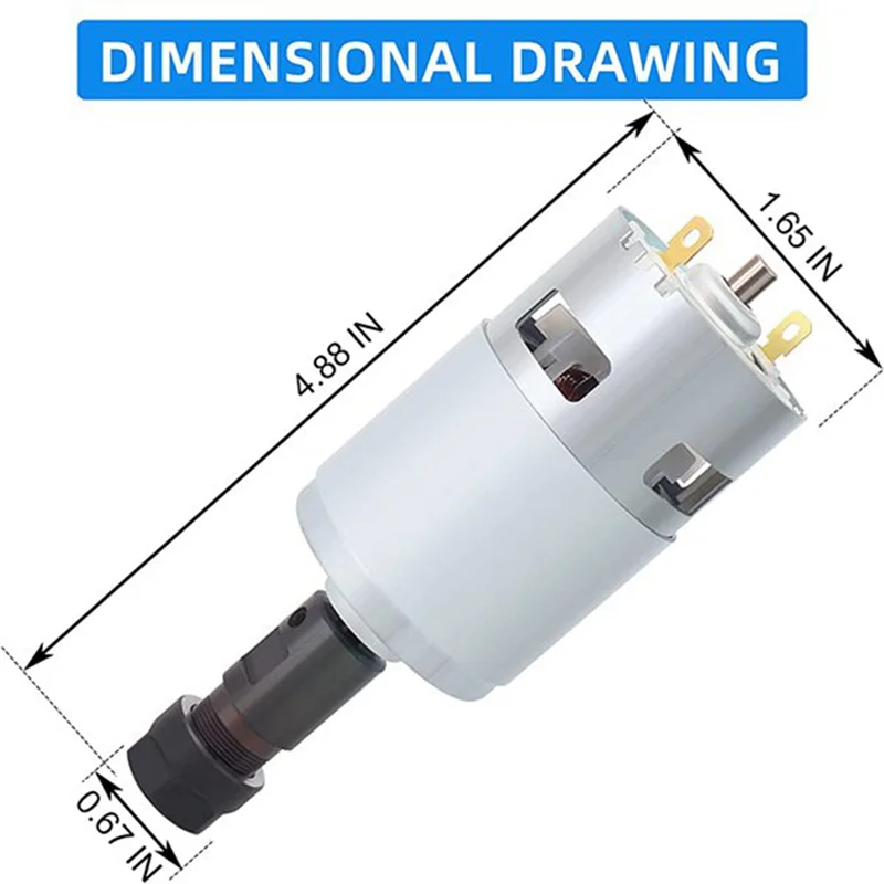 Imagem -02 - Motor de Eixo 775 dc 12v24v 20000 Rpm Motor Elétrico com Rolamento de Esferas Grande Torque Eixo de Alta Potência para Gravador Cnc 3018