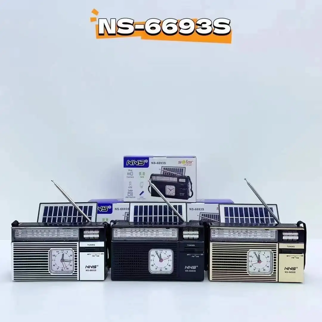 NNS NS-6693S FM AM SW Rechargeable Radio Wireless tooth Speaker With USB SD TF Mp3 Player With Solar With Light