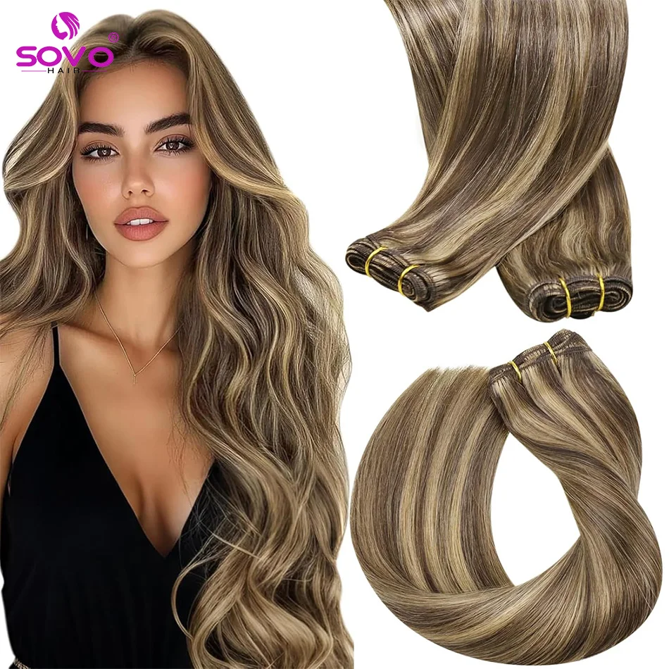 

Sew In Hair Extensions Human Hair Weft Hand Tied Hair Extensions Straight Remy Hair For Women Blonde Bundles 60G 22 Inch