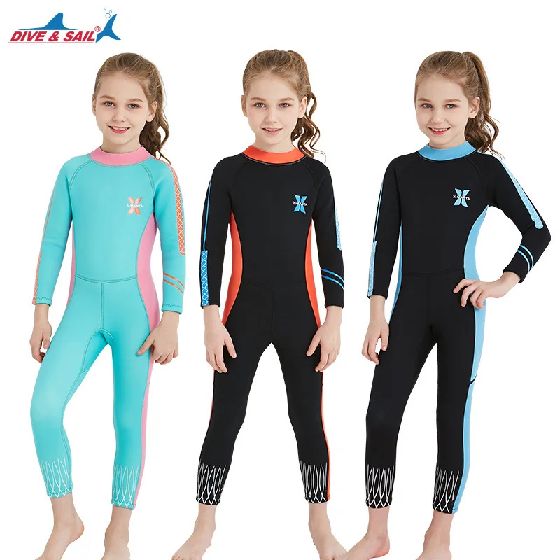 DIVE&SIAL Children's Diving Suit 2.5MM Women's Swimsuit One Piece Long Sleeve Thickened Warm Surfing Diving Mother Garment