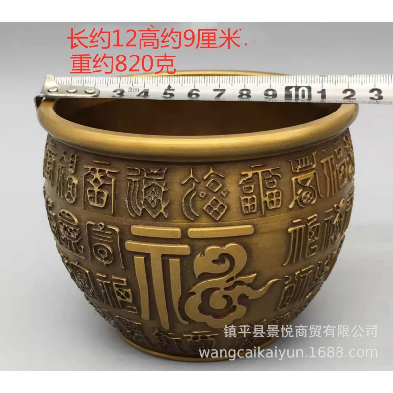 Ornament Incense Burner Ashtray Copper Treasure Basin Cylinder Multiple Sizes Available