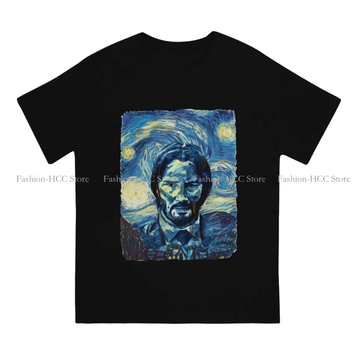 John Wick Polyester TShirt for Men Van Gogh Style Soft Leisure Sweatshirts T Shirt High Quality Trendy