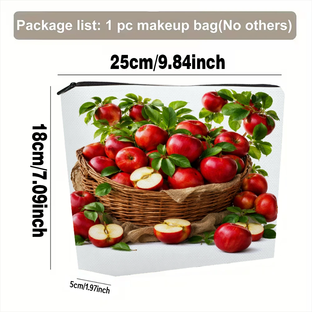 Red Apples In Basket With Leaves Makeup Bags for Girls Cosmetic Pouch Toiletry Bag Pencil Case Travel Storage