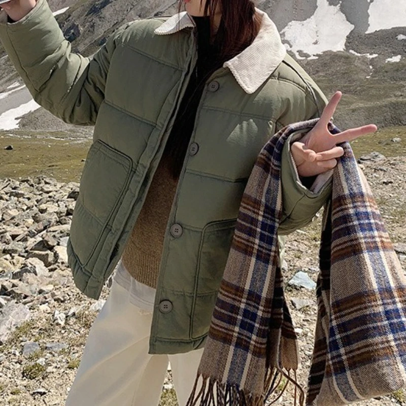 2025 Winter Short Loose Korean Zipper Women's Casual Cotton-padded Jacket