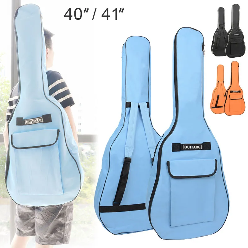 40/41 Inch Guitar Bag Double Straps Oxford Waterproof Fabric Acoustic/Electric Guitar Case Fashion Solid Color Guitar Backpack