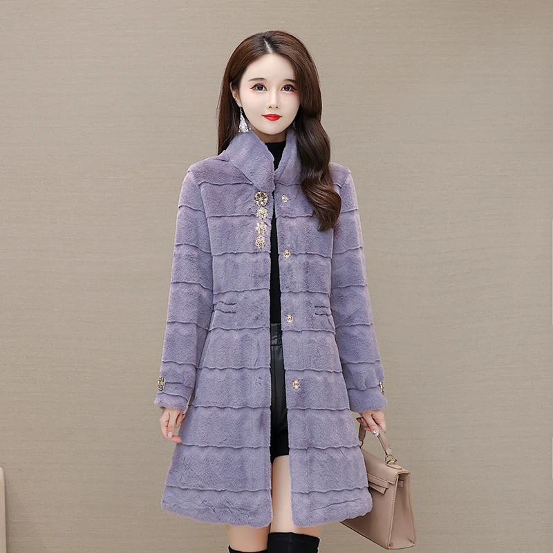 Noble Mink Velvet high imitation mink Fur Coats Women Winter Thick Loose Warm Outwear Plush Jacket Female