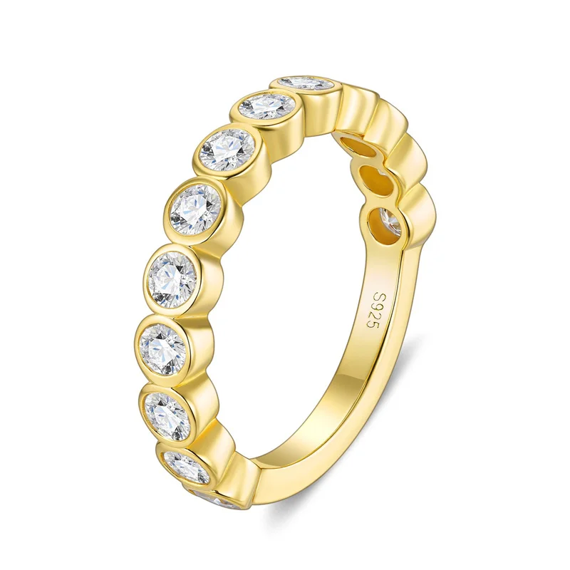 ZFSILVER 925 Sterling Silver Full Moissanite Row Bubble Ring Charms Women Fashion Classic High-Quality Jewelry Party Gift R17703