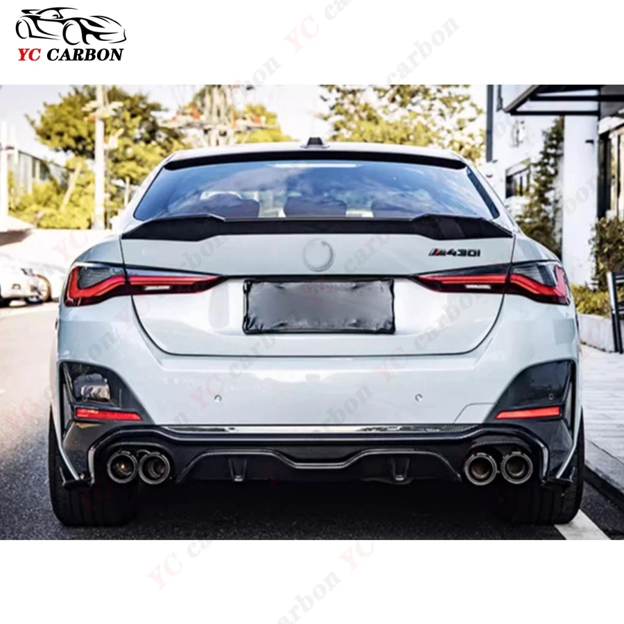 For BMW 4 Series G26 420i 430i 2021+ Dry Carbon Fiber Car Rear Bumper Diffuser Rear Splitters Spoiler Back lip Upgrade body kit