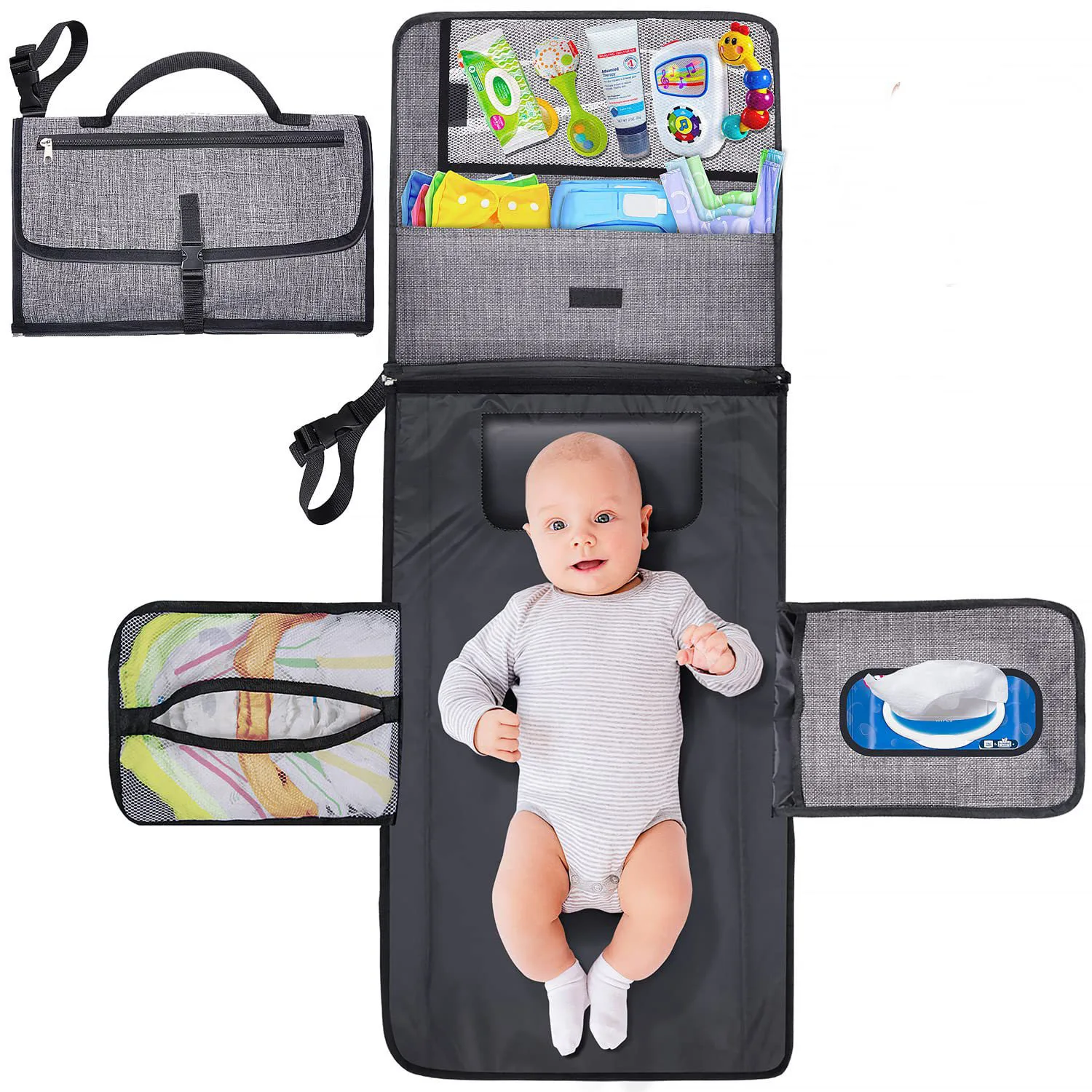 

Foldable Baby Diaper Changing Pad Waterproof Newborn Diaper Pad Portable Toddler Changing Table Durable Oxford Baby Diaper Bag