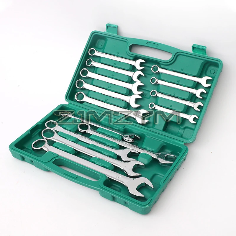14PCS Combination Wrench Set Dual-Purpose Metric and Standard Mechanics Wrenches with Compact Storage Box
