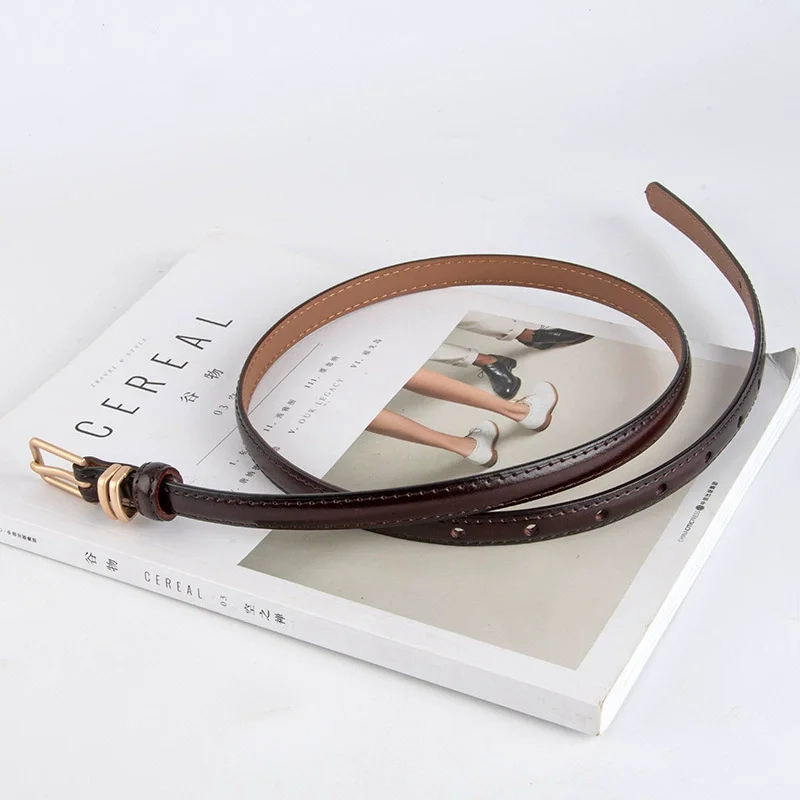 ผู้หญิงวินเทจหัวเข็มขัดหนังแท้รัดตัวหญิง Cummerbund เสื้อเข็มขัดชุด Decration เข็มขัดแคบ J1044