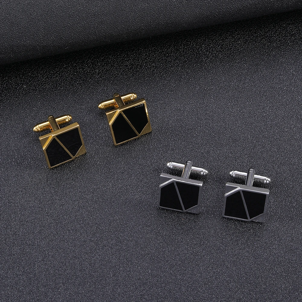 Wholesale 2 PCS/Set Golden Silvery Square Cufflinks Mens Carbon Fiber Cuff Links Tuxedo Shirts Sleeve Button Jewelry