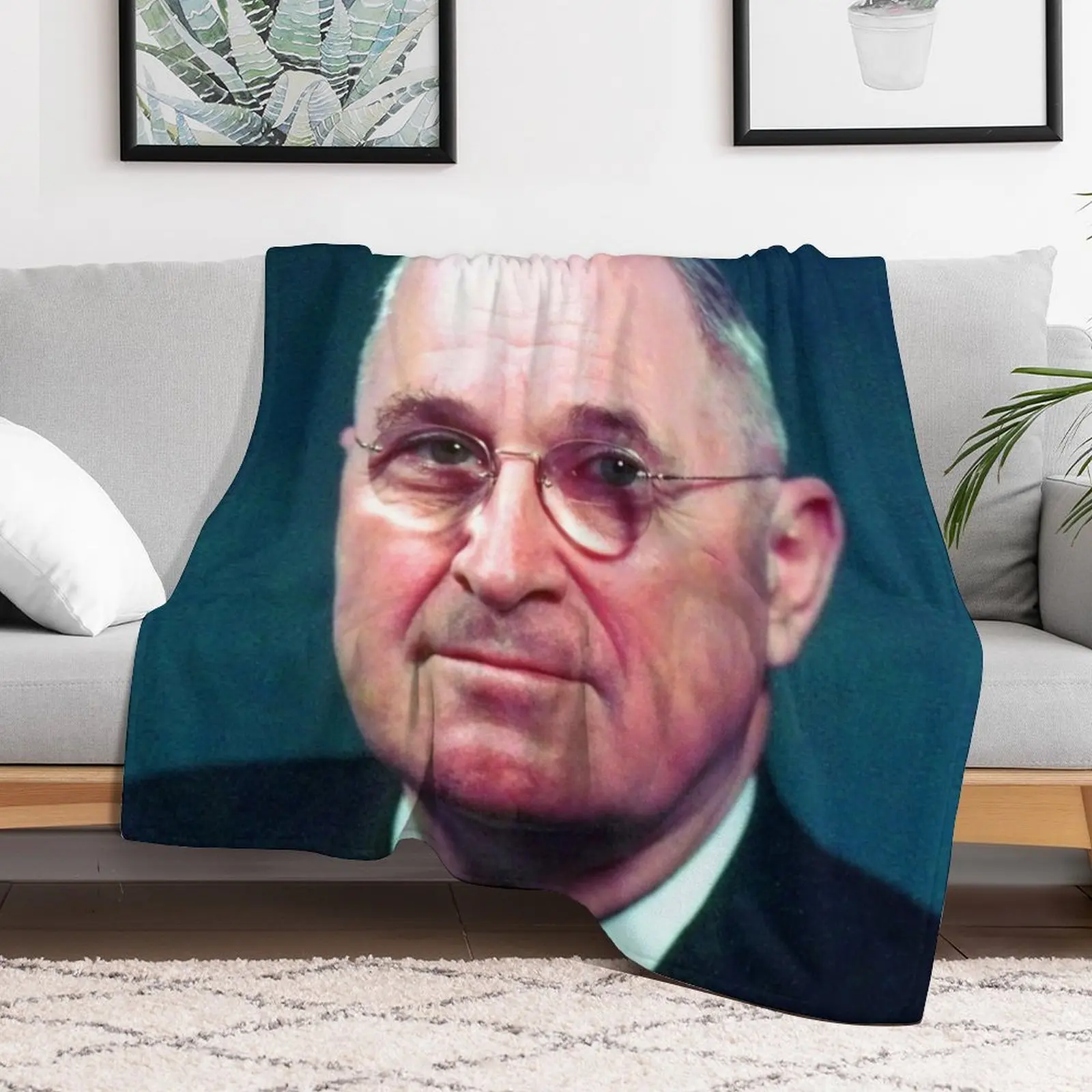 President Harry Truman Portrait Throw Blanket Stuffeds Heavy Blankets