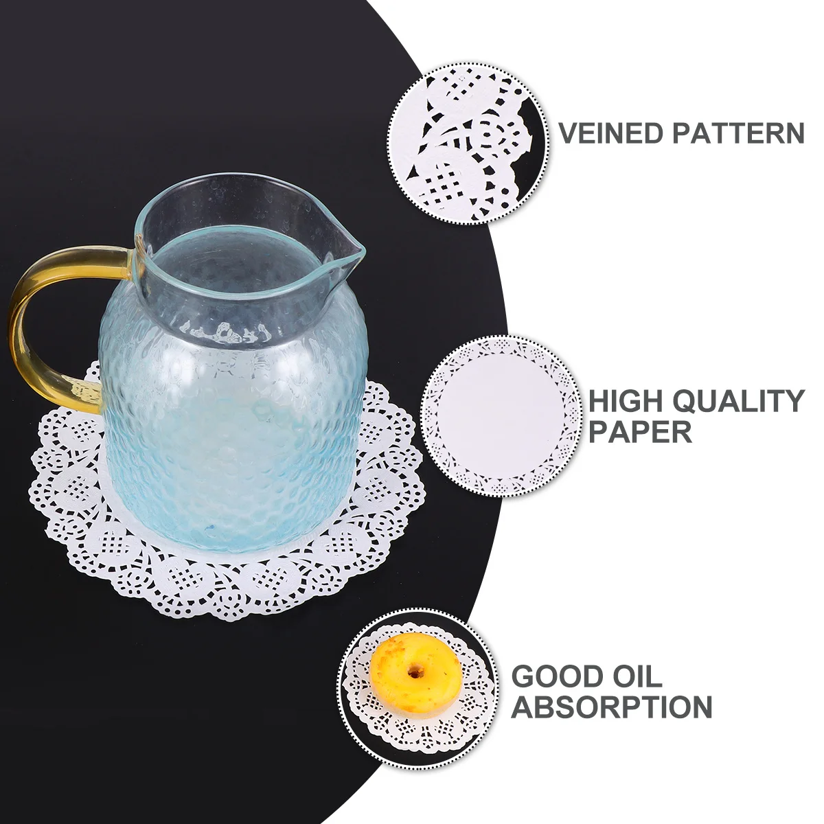 Juego de 2 almohadillas de papel para hornear, 2 juegos, 200 hojas, tapetes redondos de encaje, papel para pastel, postre, fiesta, comida, mantel decorativo, barra de cocina