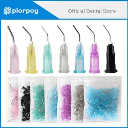 PIORPOY 100 Pcs/Bag Dental Bent Flow Needle Tip Plastic Syringe Irrigation Tips Prebent Disposable Odontologia Materiales