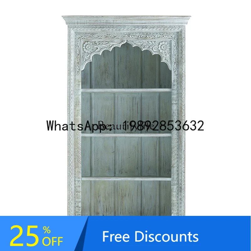 

HH2 05-*Американский кантри старый твердый деревянный резьба по дереву цветок ретро многослойный дисплей книжный шкаф полка