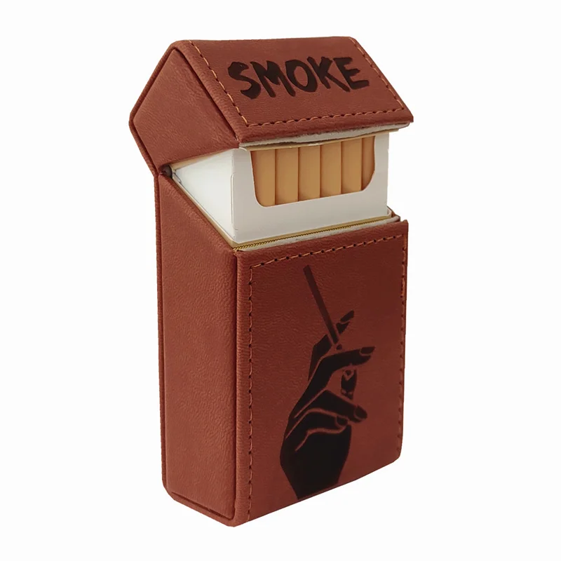 Hi Quality PU Leather Magnetic Switch Cigarette Case 20 Pcs Whole Pack Smoking Boxes Holder Moistureproof Compressive