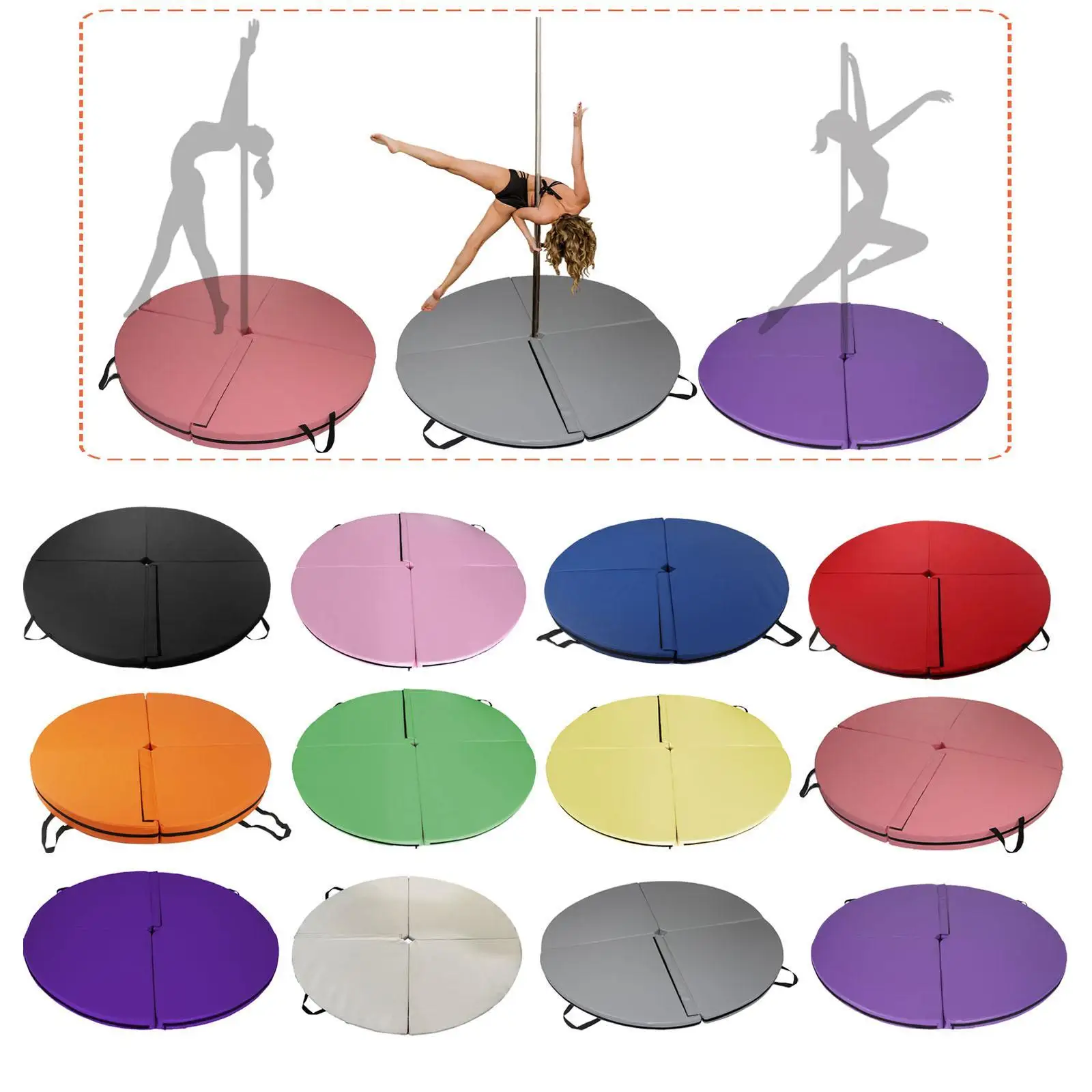 

Portable Folding Pole Dance Mat Thick PU Leather Protective Fall Cushion for Women Fitness Studio