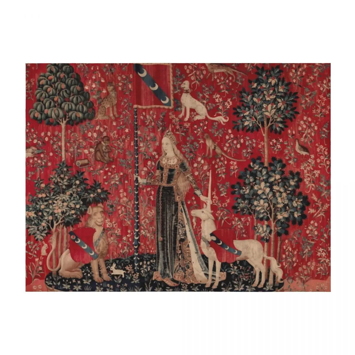

Lady and Unicorn Medieval Throw Blanket Soft Plaid for winter For Baby Flannels Blankets