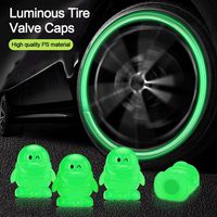 4Pcs Cartoon Penguin Luminous Tire Valve Caps Wheel Decoration Fluorescent Night Glowing Car Accessories Auto Styling