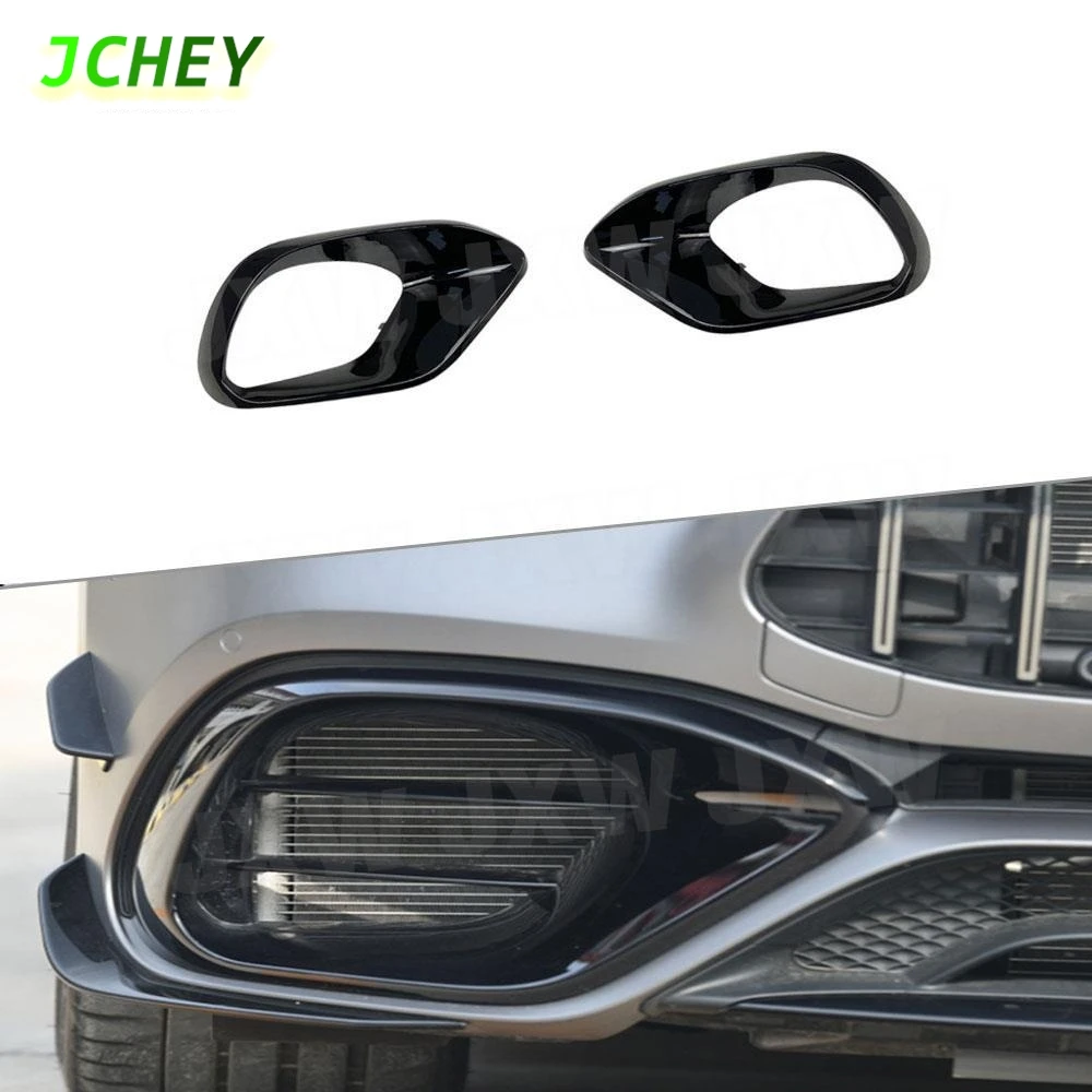 

JCHEY 2Pcs ABS Car Front Bumper Air Vent Cover For Benz W118 C118 CLA45 For AMG 2020+ Foglamp Mesh Grill Frame Splitters