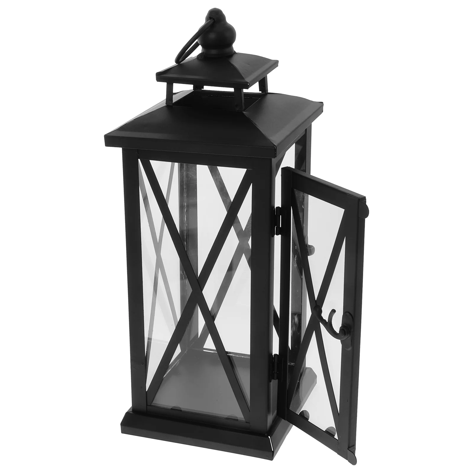 

1 pc Iron Candlestick Retro Windproof Storm Lantern Square Base Stable Door Lock Design For Home Decor Wedding Adornment