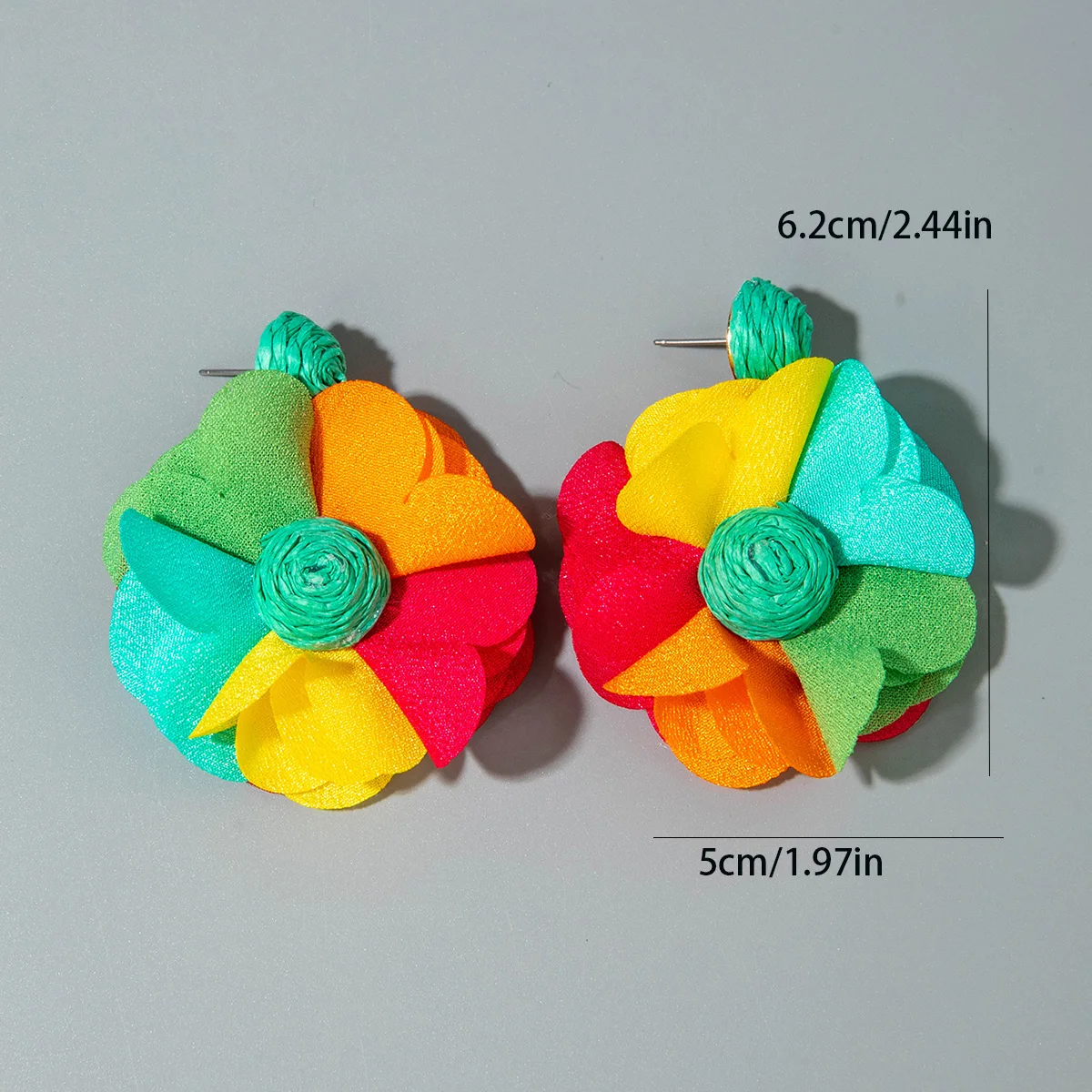Tocona Fashion Colored Lafite Flower Pendant Earrings Elegant and Cute Jewelry Women's Daily Vacation Accessories