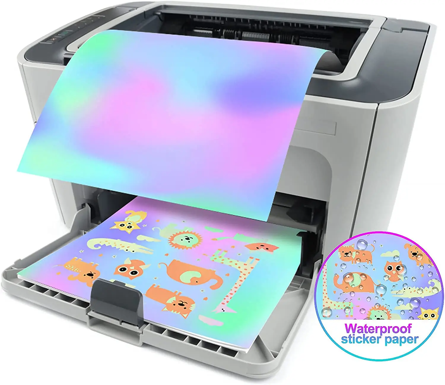 Pegatina de inyección de tinta pet A4, Diamante láser, impermeable, secado rápido, vinilo holográfico, papel de impresión adhesivo, 20 piezas