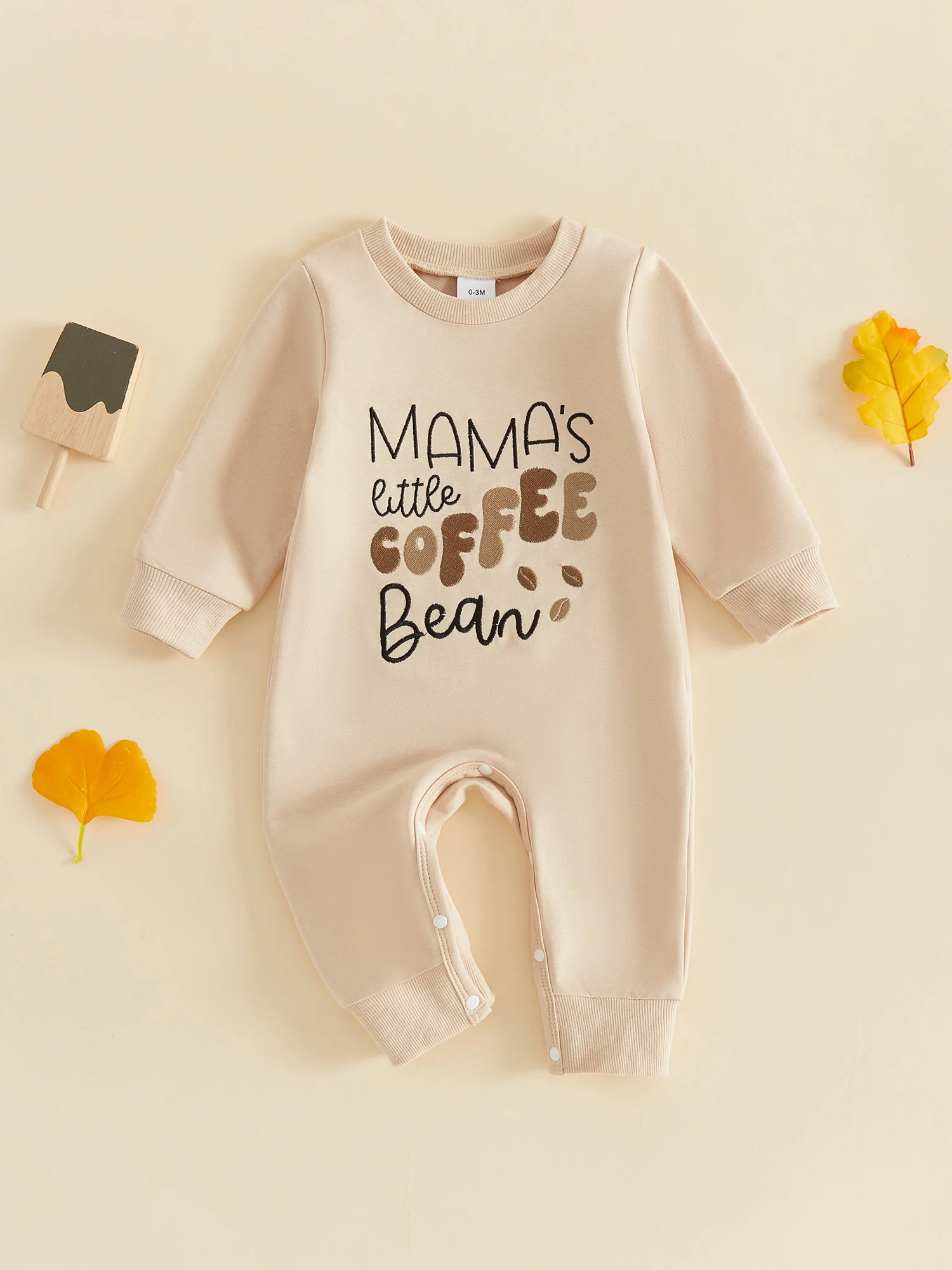 Body de manga larga con cuello redondo y estampado de letras, de alta calidad, para bebé, ideal para otoño.