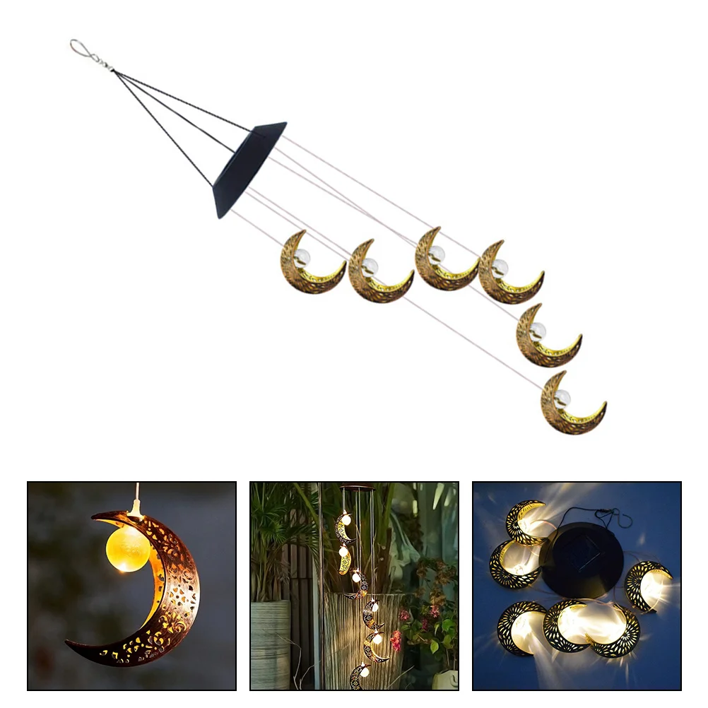 

Moon Shaped Chime Light Hanging Garden Solar Powered Wind Chimes Decoration Pendant Solar Wind Bell Light Lamp Gifts Waterproof