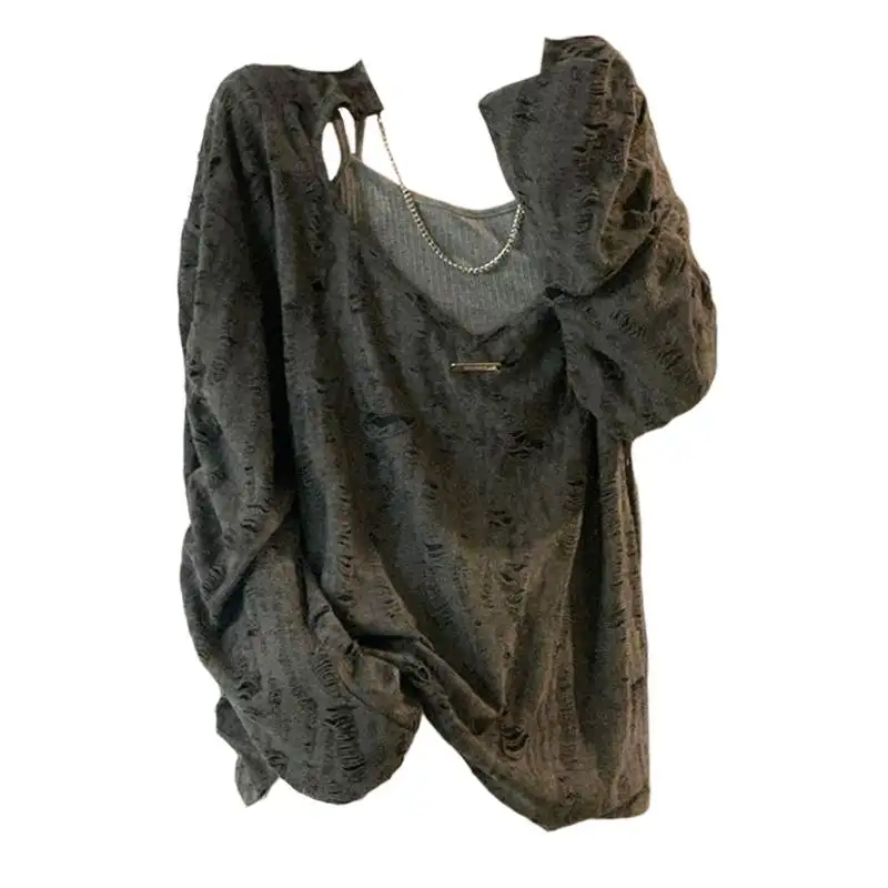 

Женская свободная цепочка очень большого размера с вырезом на ремне, модная уличная рубашка, осень-зима, длинная свеч миди Dr