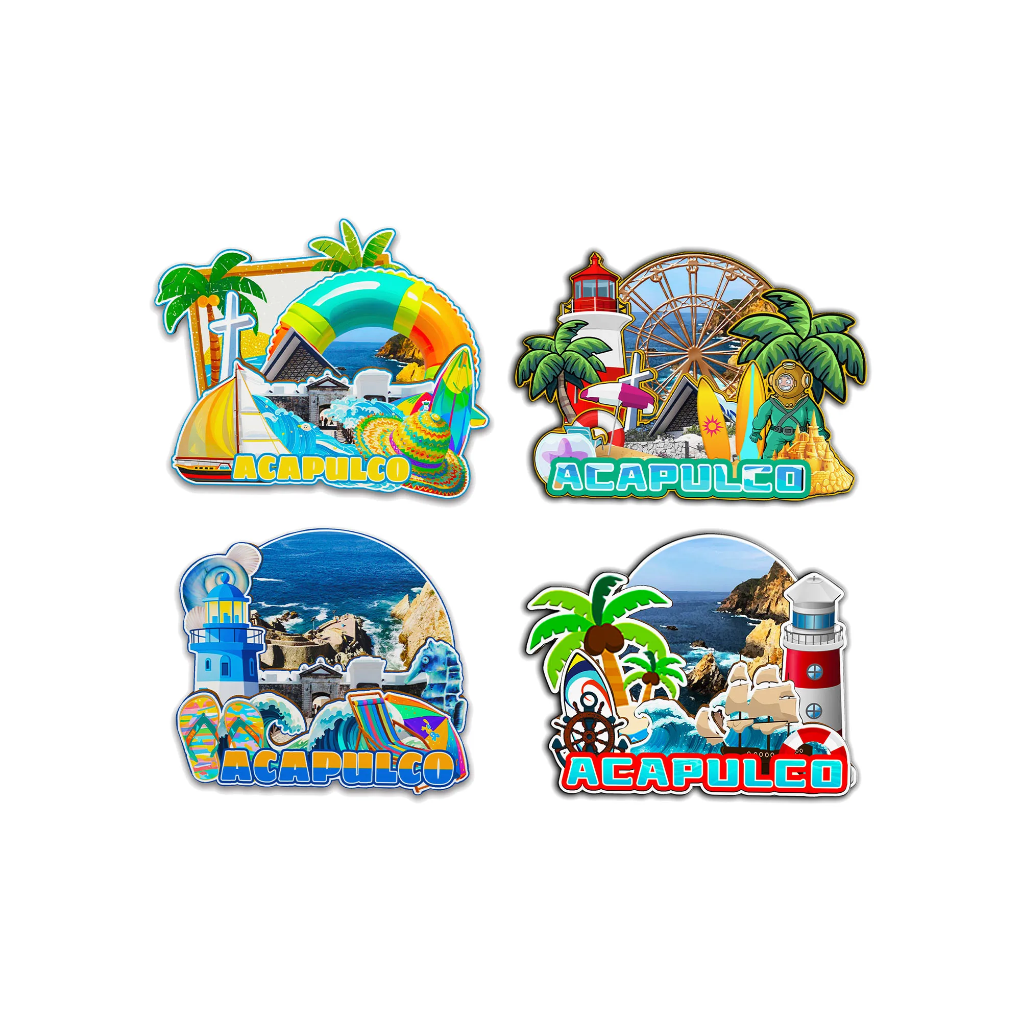Imanes decorativos para Acapulco, punto de referencia de la ciudad de México, recuerdos únicos, pegatinas de madera 3D para nevera, regalos delicados