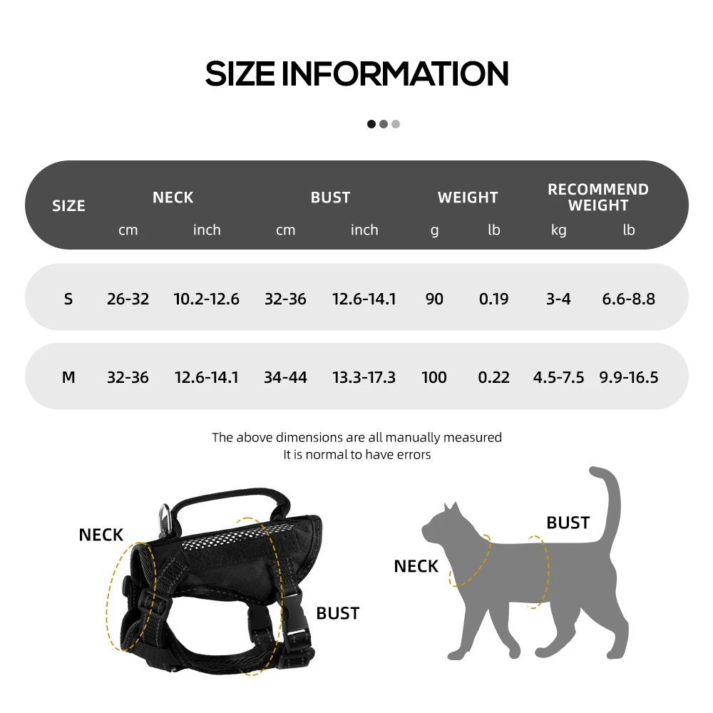 Cool Puppy Cat Tactical Harness and Leash Handheld Pet Harnesses for Cats Maine Coon Chinchilla Mascotas Adhesive Accessories