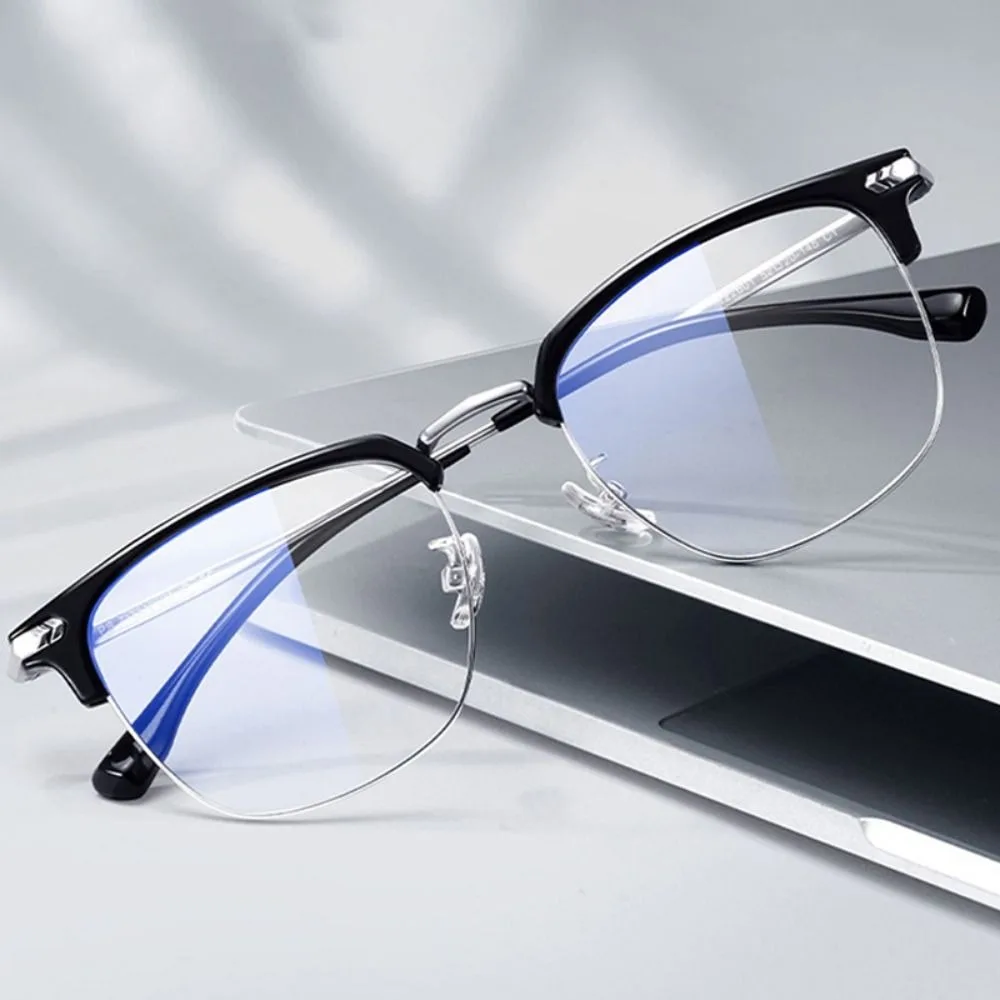 

Solid Color PC Anti Blu-ray Glasses Alloy Resin Black Business Glasses Waterproof Lightweight Transparent Reading Eyewear Women