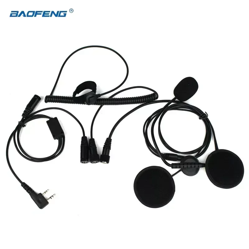 Baofeng K Interface Finger headset PTT Dual Speaker Walkie Talkie Earpiece for UV-5R UV-82 Motor Kenwood Retevis RT22 Radio