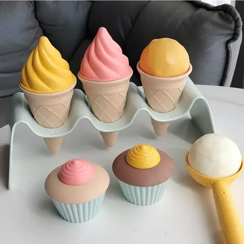 Children Beach toys play sand wheat straw material ice cream toys digging sand tools environmental Nordic wind outdoor