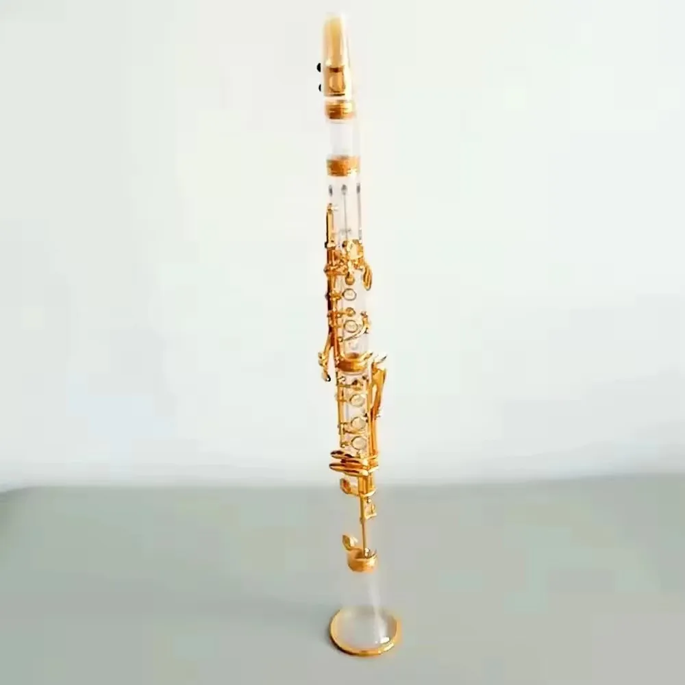 Bb‑Tone 17‑Key Clarinet Transparent Acrylic Body Gold‑Plated Keys With Canvas Carry Case